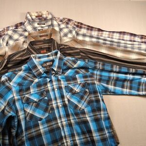 Lot Of 5 Canyon Guide Outfitters SZ XL Long Sleeve Pearl Snap Western Shirts